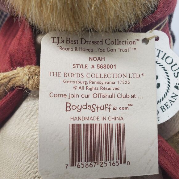 Boyds Stuffed Bear Noah #568001 Jointed Legs Has Tag Plush - Picture 6 of 8